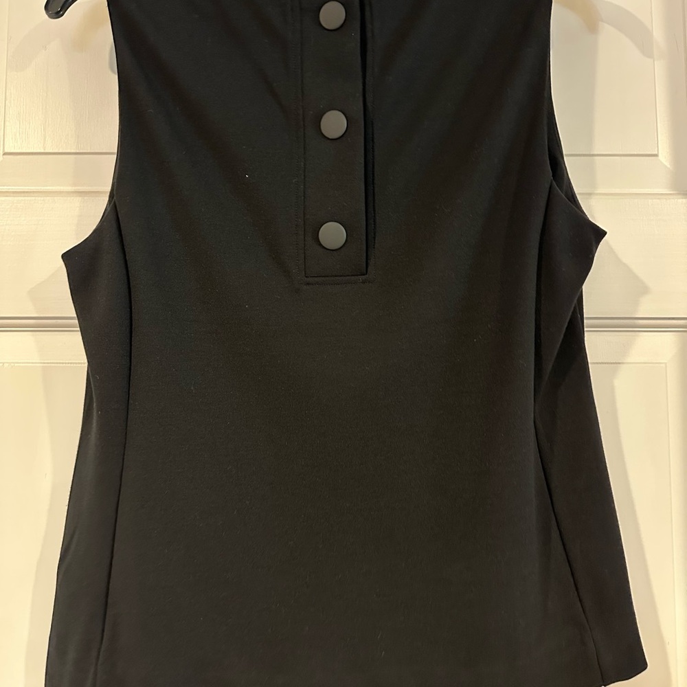 CAbi Black Sleeveless Top with Button Accents on Back